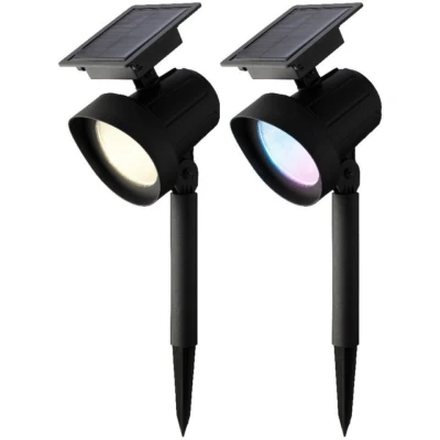 Afbeelding van Lumineo Tuinverlichting spots 2 stuks solar kleureffect 31 cm