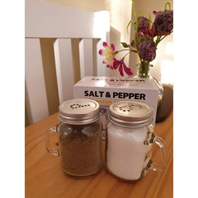 Afbeelding van TableCraft Mason Jar Salt &amp; Peper Shakers Set van 2 Rustieke Zout Potten