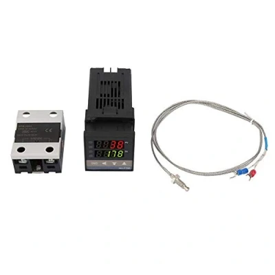 Afbeelding van REX C100 temperatuurregelingskit 0 400 ℃ alarm digitale LED PID AC110V 240V temperatuurregelthermostaat + 1M K thermoelement/temperatuursensor 40A SSR halfgeleiderrelais