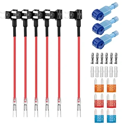 Afbeelding van GUUZI 6 stks 12V 24V ACS Kleine Add A Circuit Zekering Adapter met Kabelboom, Zekeringhouder Vervangende Zekeringen(5A/10A/15A)