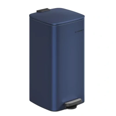 Afbeelding van SONGMICS keukenprullenbak, 30 liter prullenbak, pedaalemmer, staal, met binnenemmer, soft close, openhoudfunctie, nachtblauw LTB593Q02