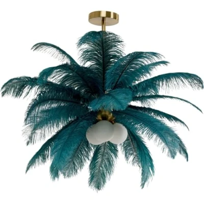 Afbeelding van Hanglamp veren groen Kare Design
