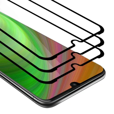 Afbeelding van Cadorabo 3x Screenprotector geschikt voor Motorola MOTO E6 PLUS Volledig scherm pantserfolie Beschermfolie in TRANSPARANT met ZWART Getemperd (Tempered) Display beschermend glas 9H hardheid 3D Touch