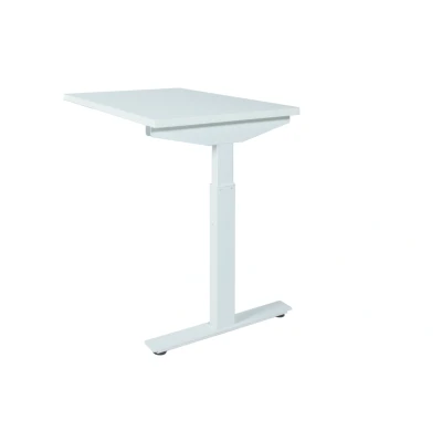 Afbeelding van Linesto Plus aanbouwtafel, hoogte instelbaar (65 85cm) met 80x60cm krijtwit 25mm blad en wit (RAL9010) t poot frame rechte tenen