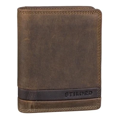 Afbeelding van STILORD &#039;Sander&#039; Mini Portemonne Herren Leer Slim RFID Wallet Vintage Kaarthouder Pasjeshouder Geldtasje met EC Kaartvakken Echt Leer, Kleur:middel bruin