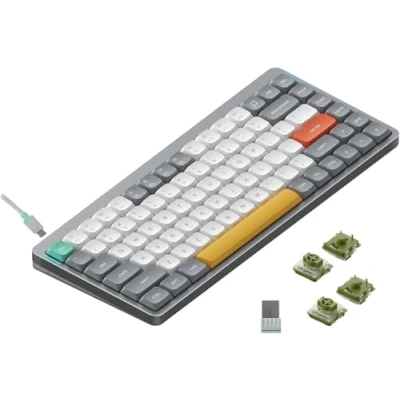 Afbeelding van Nuphy Air75 v2 QMK/VIA Mechanisch Toetsenbord, 75% Low Profile Draadloos Bluetooth 5.1, 2.4GHz en bekabelde verbinding, Compatibel met Windows Mac OS Lunar Gray (Moss)