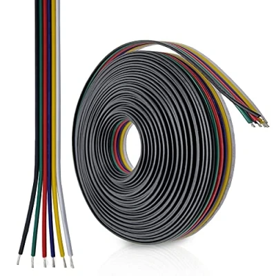 Afbeelding van LedNord Ledstripconnector, 6 polig, voor RGB, RGBW &amp; RGB CCT (10 m kabel, pins) LED stripconnector verlenging vlakbandkabel aderig 3, 4, 5, pins aansluitkabel