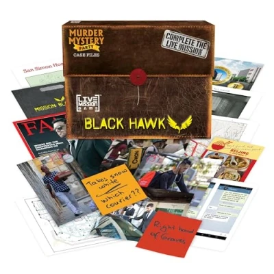 Afbeelding van Murder Mystery Party Mission Black Hawk Live Case File van University Games, Whatsapp of Telegram apps gebruiken om veldagenten te besturen, het kartel stoppen en de fondsen leiden,