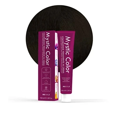 Afbeelding van Mystic Color Permanent Cream Coloring with Argan Oil and Calendula Long Lasting Hair Black 1 100ml