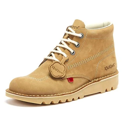 Afbeelding van Kickers Klassieke Kick Hi enkellaarzen voor heren, extra comfortabel, duurzaamheid, premium kwaliteit, Tan Light Cream, 47 EU