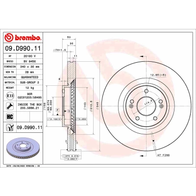 Afbeelding van Brembo Remschijven 09.D990.11