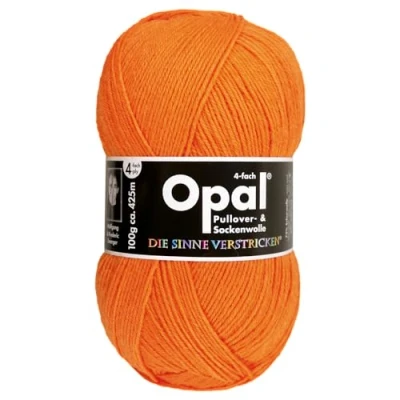 Afbeelding van Frida&#039;s Wollhaus Opal 100 g Uni 4 voudige sokkengaren kousen breien viltvrije wol 35 kleuren (2013 neon oranje)