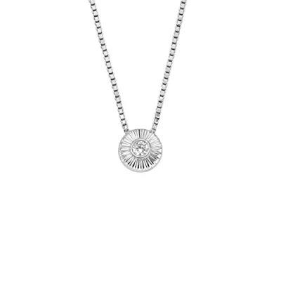 Afbeelding van Fossil JFS00618040 Ketting Texture Circle zilver zirconia