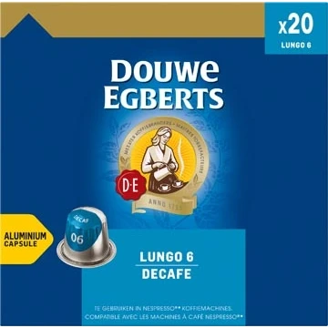 Afbeelding van Douwe Egberts Lungo Decaf koffiecapsules, pak van 20 stuks