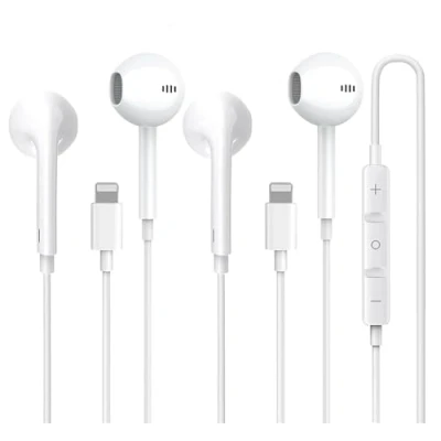 Afbeelding van 2 stuks Hoofdtelefoon met kabel,in ear hoofdtelefoon, Lightning oordopjes, compatibel iPhone 7/8/X/11/12/13/14/Pro/Pro Max iPad