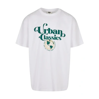 Afbeelding van Urban Classics Organic Globe LOGO TEE Tshirt print, Heren, Maat: Small, White