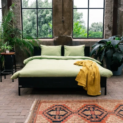 Afbeelding van Dekbedovertrek Kayori Onno Khaki Satijn 240 x 200 / 220 cm Lits Jumeaux
