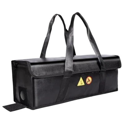 Afbeelding van vuurvaste box voor accu&#039;s, fietsaccu&#039;s tot 1200 C, e bike accutas, waterdicht, explosiebestendig met kabelgoot en klittenbandsluiting opslag, transport, opladen, 50 x 14 16