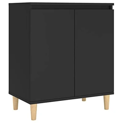 Afbeelding van vidaXL Dressoir met houten poten 60x35x70 cm bewerkt hout zwart
