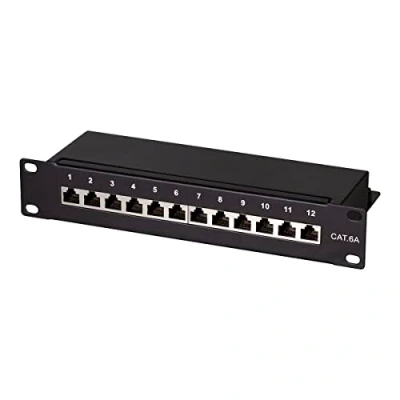 Afbeelding van LogiLink Professional Cat.6A (500 MHz) patchpaneel verdelerveld, 10&quot;, STP (afgeschermd) 12 poort (RJ45)