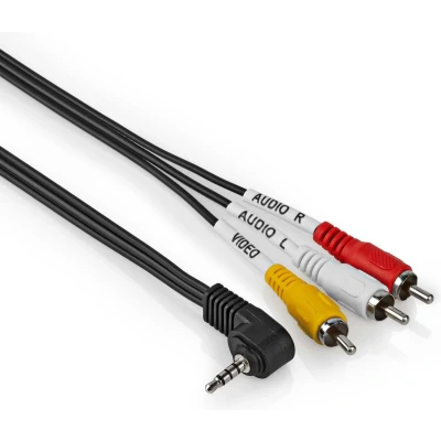 Afbeelding van jack naar tulp kabel 3.5mm haaks Stereo 1 meter Zwart Allteq
