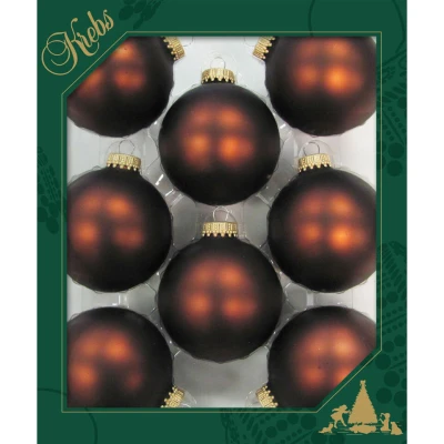 Afbeelding van Krebs Kerstballen 8 stuks velvet bruin glas 7 cm