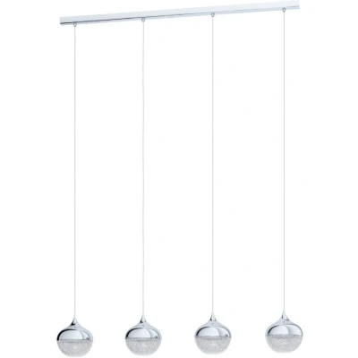 Afbeelding van EGLO hanglamp Mioglia 1, 3 lichtpunten, modern, elegant, van staal, kunststof en granille, chroom, wit, helder, eettafellamp, woonkamerlamp h