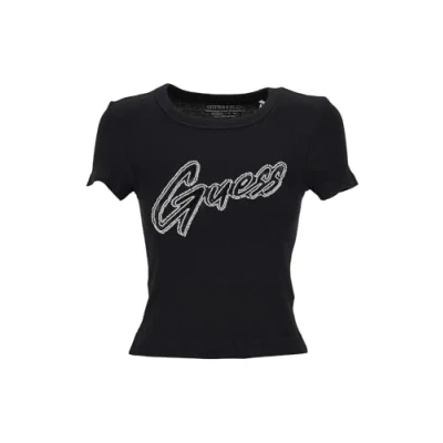 Afbeelding van Guess LOGO Nietenbesatz Tshirt print, Dames, Maat: XS, Schwarz