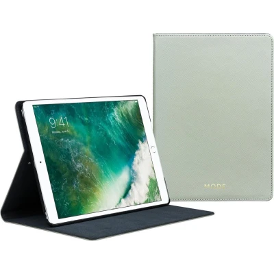 Afbeelding van iPad 9.7 2018 (6e gen)/2017 Bookcase hoesje dbramante1928 Effen Olijf Leer