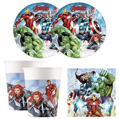 Afbeelding van Procos 10215304DY Partyset Avengers Infinity Stones, 52 delig wegwerpservies voor verjaardags en themafeestje, tafeldecoratie
