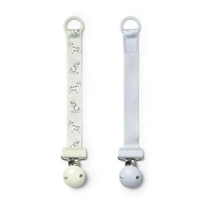 Afbeelding van Elodie Details Speenketting, 2 stuks, gemaakt van stof en houten clip, universele siliconen ring, past op alle fopspeen, Scandinavisch design, Darling Dalmatiërs/Bermuda Blauw