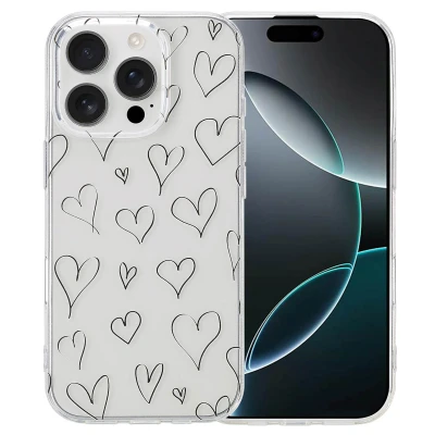 Afbeelding van Apple iPhone 16 Pro Hoesje Siliconen en TPU (zacht) imoshion Softcase/Backcover Hearts Telefoonhoesje