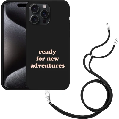 Afbeelding van Cazy Hoesje met koord Zwart geschikt voor iPhone 15 Pro Max New Adventures