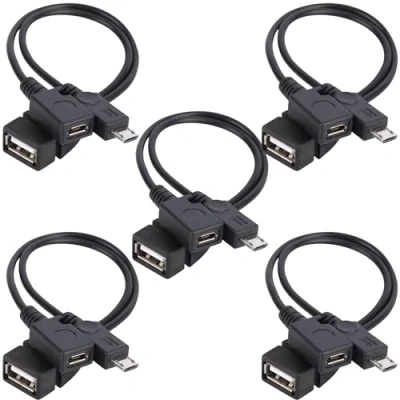 Afbeelding van [5 stuks] TV xStream USB poortadapter, micro OTG kabel en voeding compatibel met streamingsticks, media apparaten, rii logitech toetsenborden Nintendo Switch, SNES, NES Classic (5 Pack)
