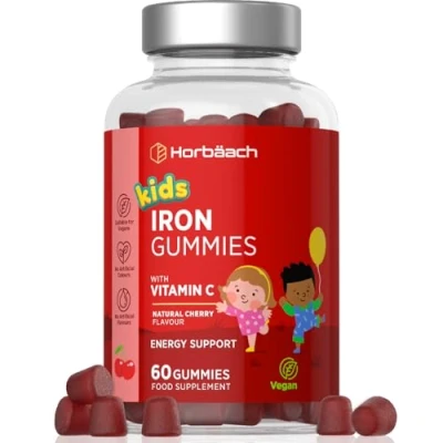 Afbeelding van Ijzer Gummies Kinderen met Vitamine C Supplement 7mg + 20mg Draagt bij tot de Vermindering van Vermoeidheid 60 Veganitische Horbaach
