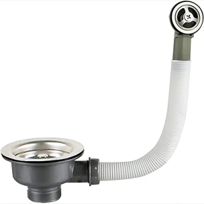 Afbeelding van 114 mm roestvrijstalen keukenspoelbak zeefmand 1½&quot; met overloop afvoergarnituur, gootsteen, ronde