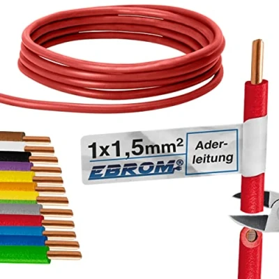 Afbeelding van Aderleiding, enkele star, pvc kabel, H07V U 1,5 mm2, kleur: rood, 10 m/15 m/20 m/25 m/30 m/35 m/40 m/45 m/50 m/55 m/60 m tot 100 m, vrij te kiezen 15 rood