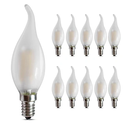Afbeelding van Gloeidraadlamp E14 dimbare led gloeilamp kroonluchter kaarsvorm 4W kaarslamp, vervangt 40 watt 2700K warm wit, mat glas, verpakking van 10