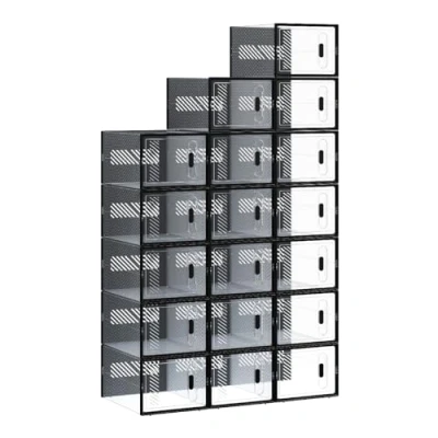 Afbeelding van WOLTU SRX11stp Schoenendozen van kunststof, transparant, stapelbaar en opvouwbaar, organizer voor schoenen, opbergdoos met voordeksel, 8 stuks