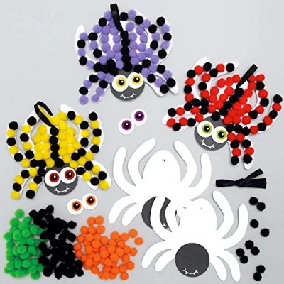 Afbeelding van Baker Ross AX261 Spinnen Pom Magneten Set Pakket Van 5, Halloween Thema Knutsels Voor Kinderen Om Te Versieren En Weer Geven