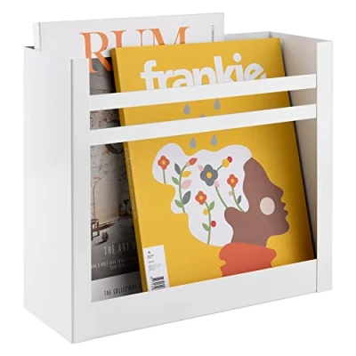 Afbeelding van Navaris tijdschriftenhouder voor de muur Houder magazines en kranten Wandorganizer Tijdschriftenrek 30 x 27 11 cm Wit