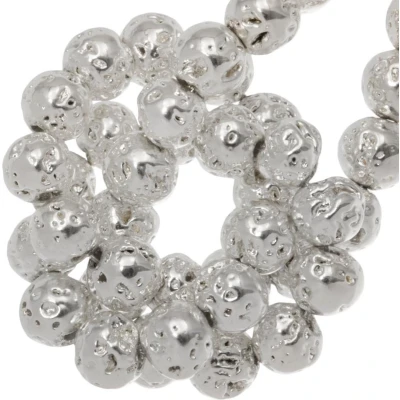 Afbeelding van Lava Electroplated Kralen (4 mm) Zilver (88 Stuks)