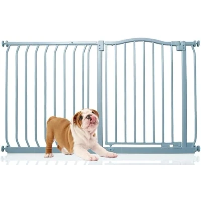 Afbeelding van Bettacare Hondenhekje met Gebogen Bovenkant Assortiment, 125cm 134cm (23 opties beschikbaar), Mat Grijs, Traphekje Zonder Boren voor Hond en Puppy, Hekje Huisdieren Honden, Eenvoudige Installatie