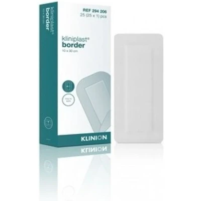 Afbeelding van Kliniplast Border 10x30cm Steriel Klinion Wit Polyethyleen (wondkussen 100% viscose) Eilandpleister