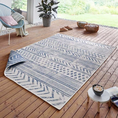 Afbeelding van Dubbelzijdige Loper Biri Crème 80x150cm Blauw 123vloerkleed.nl is de online webshop voor vloerkleden en woonaccessoires.