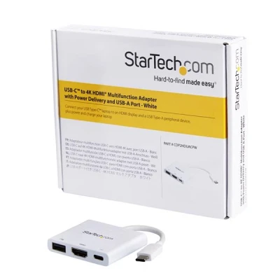 Afbeelding van StarTech.com USB C naar 4K HDMI multifunctionele adapter met Power Delivery en A poort wit