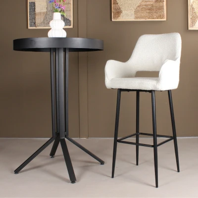 Afbeelding van DS4U Lenon barkruk bouclé 2.0 75 cm ivoor Boucle
