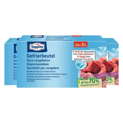Afbeelding van 3x Toppits Diepvrieszakjes 3 liter 30 stuks