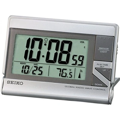 Afbeelding van Seiko wekker LCD zilver kunststof QHR024S, zilver, Normaal, Modern