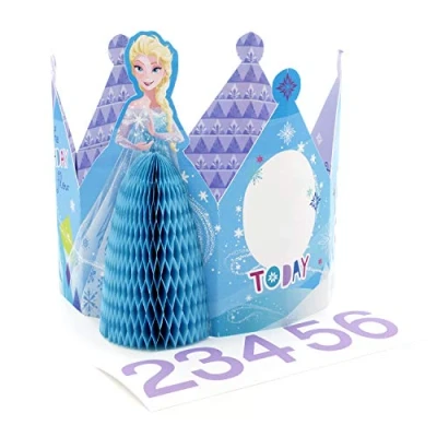 Afbeelding van Leeftijd 2 6 Aanpasbare Disney&#039;s Frozen Verjaardagskaart van Hallmark 3D Papier WOW Wearable Crown Design